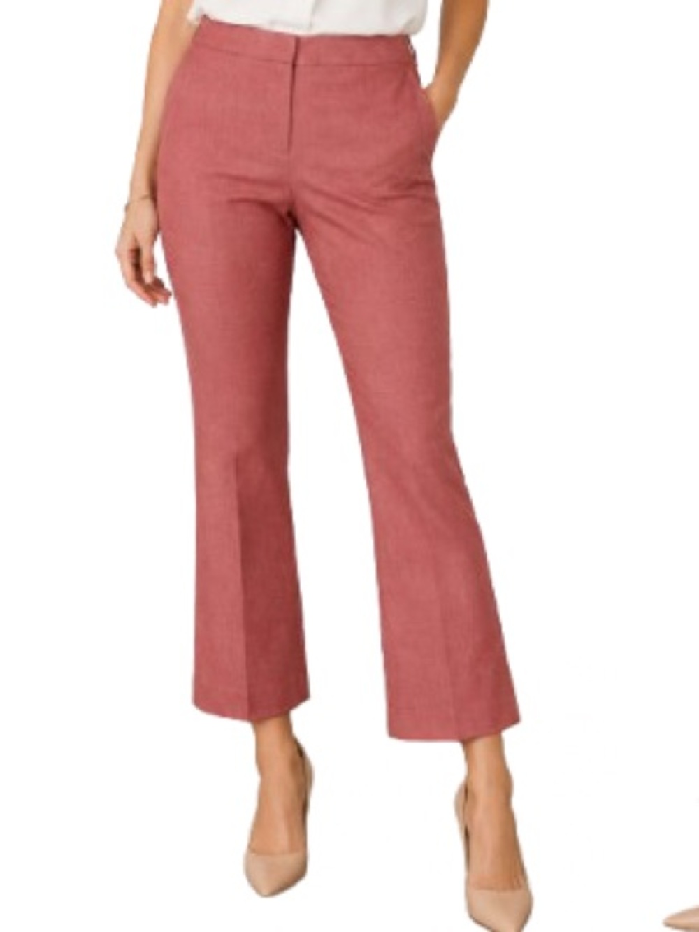 Halogen Cropped Ankle Pants Size 0 Coral Pink Stretch Career Workwear